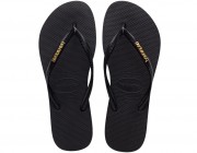 Chinelo Havaianas Slim Logo Metallic - Preto/Dourado Atacado