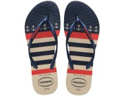Chinelo Havaianas Slim Nautical - Bege/Navy Blue Atacado
