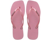 Chinelo Havaianas Slim Square Logo Metallic - Rosa Chifon Atacado