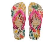 Chinelo Infantil Havaianas Kids Flores - Bege Palha/Rosa Atacado