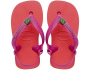 Chinelo Havaianas Baby Brasil Logo - Coral/Rosa Atacado