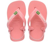 Chinelo Havaianas Baby Brasil Logo - Manga Rosa Atacado