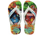 Chinelo Infantil Havaianas Kids Top Marvel II - Branco/Branco/Azul Atacado
