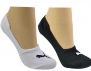 Meia Sapatilha Invisível kit c/ 2 Puma - Branco/Preto 997 Atacado