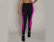 Calça Legging Com Recorte - Preto/Pink Atacado